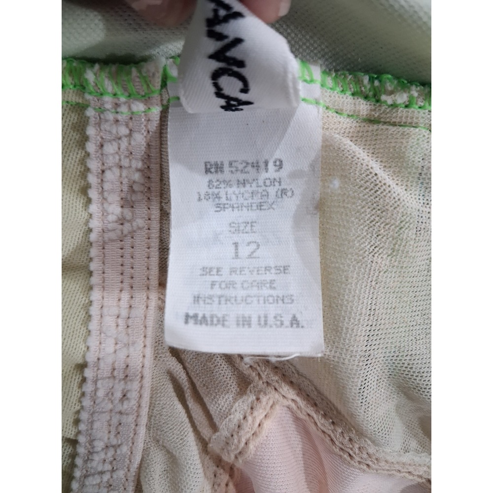Vintage La Blanca Floral Lace Up One Piece Swimsuit Lime Green Blue Purple Sz 12 - Picture 8 of 8